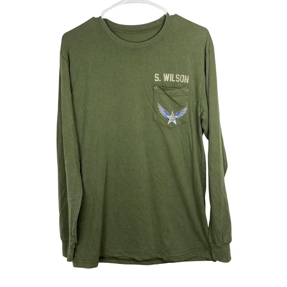 Marvel Captain America S Wilson Long Sleeve T-Shirt‎ Green Men's Medium NYC